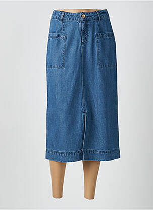 Jupe mi-longue coupe droite bleu ÉTYMOLOGIE femme