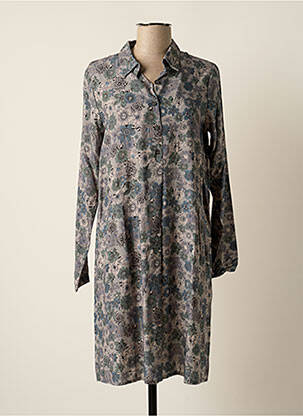 Robe mi-longue coupe fluide manches longues gris AGATHE & LOUISE femme