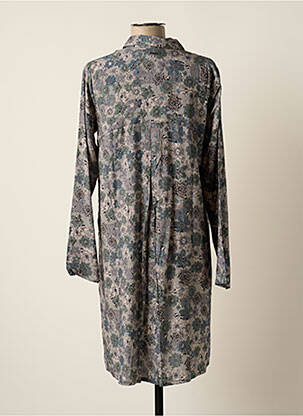 Robe mi-longue imprimé fleurs manches longues gris AGATHE & LOUISE femme