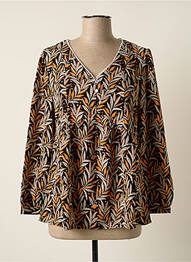 Blouse imprimé fantaisie manches longues noir ACBELLE femme