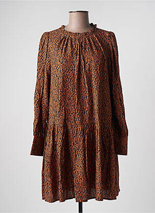 Robe courte coupe évasée manches longues marron ESCANDELLE femme