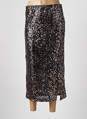Jupe mi-longue doublure textile noir ANDROMEDE femme