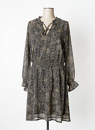 Robe mi-longue imprimé fantaisie manches longues noir B.YOUNG femme