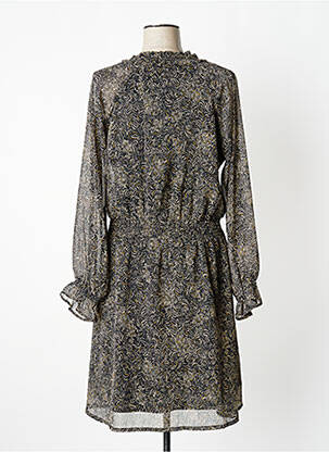 Robe mi-longue imprimé fantaisie manches longues noir B.YOUNG femme