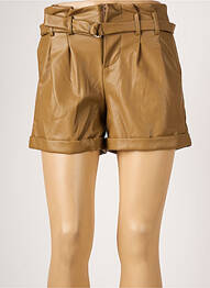 Short tissage simili-cuir taille haute beige MOLLY BRACKEN femme