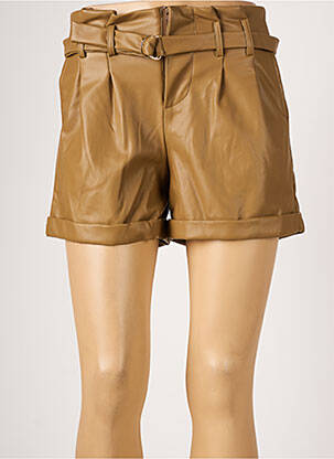 Short tissage simili-cuir taille haute beige MOLLY BRACKEN femme