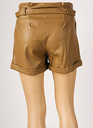 Short tissage simili-cuir taille haute beige MOLLY BRACKEN femme
