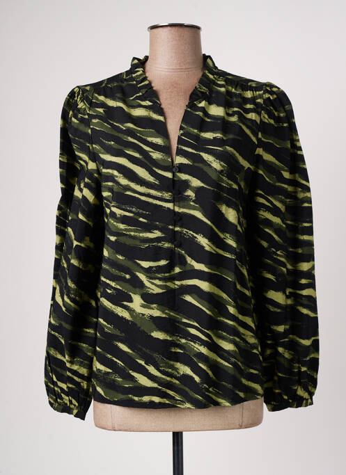 Blouse poignets boutonnés avec fente manches longues vert B.YOUNG femme