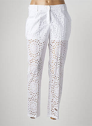 Pantalon 7/8 tissage popeline taille normale blanc TRICOT CHIC femme