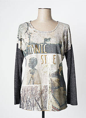 Pull tissage chiné manches longues gris ALEXE femme