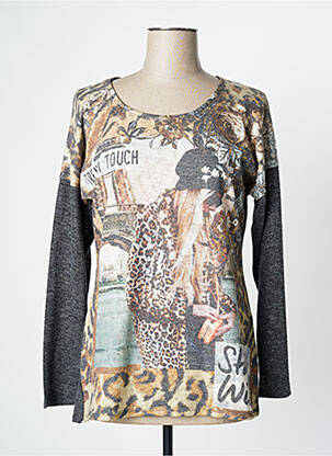 Pull coupe droite manches longues gris ALEXE femme