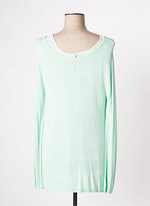 Pull tunique maille ajourée manches longues vert LOUISE OROP femme