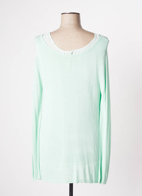 Pull tunique maille ajourée manches longues vert LOUISE OROP femme