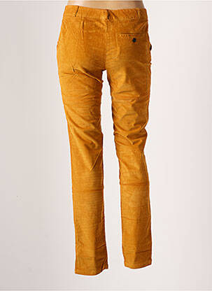 Pantalon chino fermeture zippée sous rabat avec crochet taille normale jaune LEON & HARPER femme