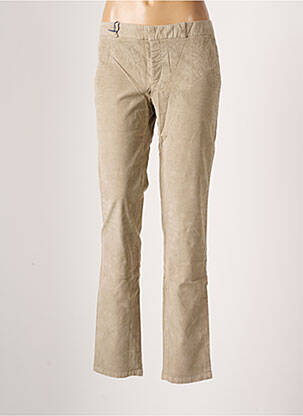 Pantalon chino fermeture zippée sous rabat boutonné taille normale beige LEON & HARPER femme