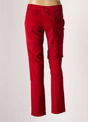 Pantalon chino fermeture zippée sous rabat avec crochet taille normale rouge LEON & HARPER femme