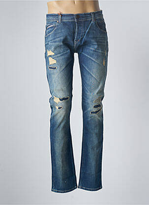 Jeans coupe slim fermeture boutonnée sur le devant taille basse bleu DONOVAN homme