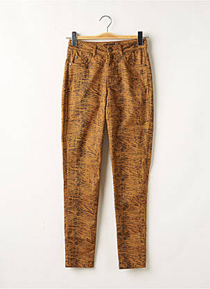 Pantalon slim tissage popeline taille normale marron EVA KAYAN femme
