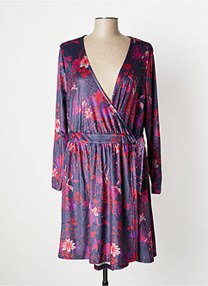 Robe mi-longue imprimé fleurs manches longues violet LA FIANCEE DU MEKONG femme