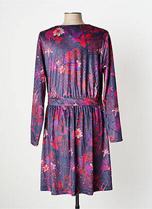 Robe mi-longue imprimé fleurs manches longues violet LA FIANCEE DU MEKONG femme