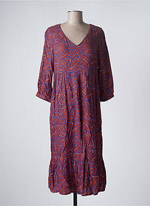 Robe mi-longue manches 3/4 manches 3/4 marron LA FIANCEE DU MEKONG femme