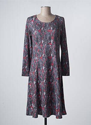 Robe mi-longue imprimé fantaisie manches longues gris DAMART femme