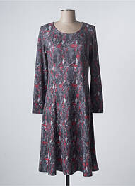 Robe mi-longue imprimé fantaisie manches longues gris DAMART femme
