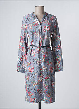 Robe mi-longue imprimé fleurs manches longues bleu DAMART femme