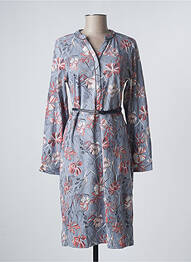 Robe mi-longue imprimé fleurs manches longues bleu DAMART femme