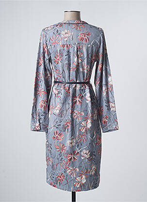 Robe mi-longue imprimé fleurs manches longues bleu DAMART femme