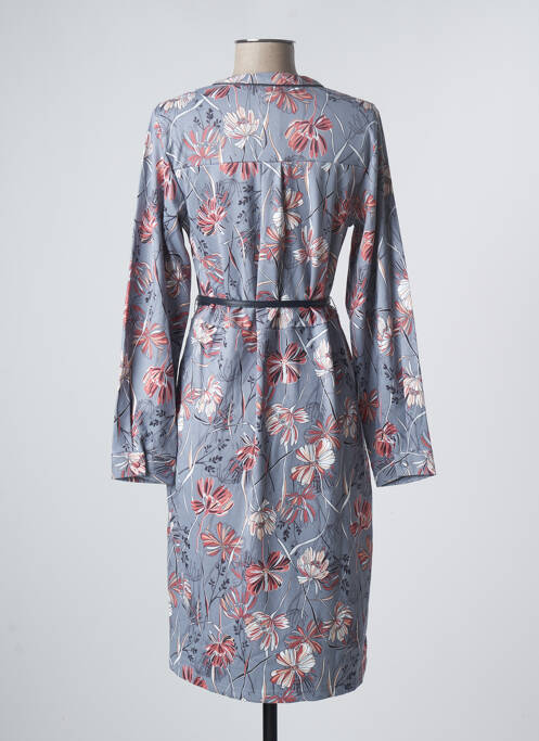Robe mi-longue imprimé fleurs manches longues bleu DAMART femme