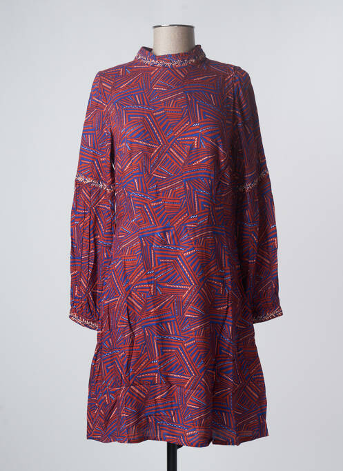 Robe mi-longue imprimé fantaisie manches longues marron LA FIANCEE DU MEKONG femme