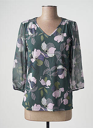 Blouse imprimé fleurs manches 3/4 vert DAMART femme
