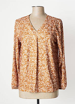 Top tissage jersey manches longues marron DAMART femme