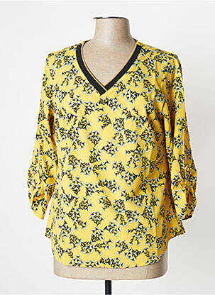 Top col v manches 3/4 jaune DAMART femme