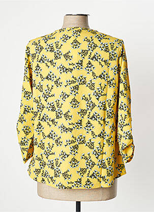 Top col v manches 3/4 jaune DAMART femme