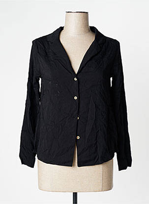 Chemisier tissage popeline manches longues noir MUS & BOMBON femme