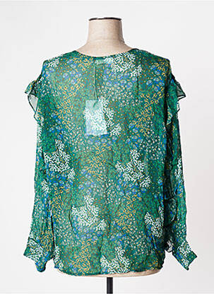 Blouse légère et transparente manches longues vert REIKO femme