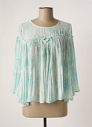 Blouse légère et transparente manches 3/4 bleu MOLLY BRACKEN femme