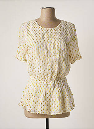 Top tissage crêpe manches courtes beige ICHI femme