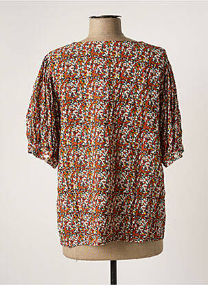 Blouse tissage crêpe manches courtes orange ICHI femme