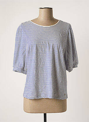 Top tissage jersey manches courtes bleu DES PETITS HAUTS femme