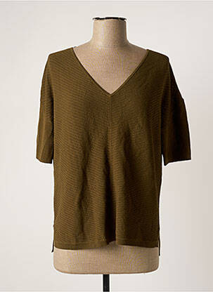 Pull finition bords-côtes manches courtes vert COMMA, femme