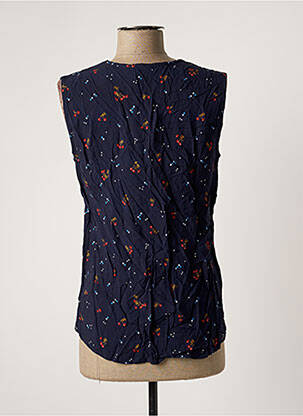 Top tissage crêpe sans manche bleu PAKO LITTO femme