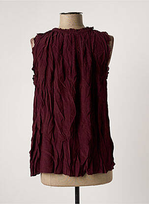 Blouse tissage crêpe sans manche rouge COSTER COPENHAGEN femme