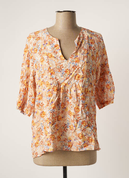 Blouse imprimé fleurs manches 3/4 beige PAKO LITTO femme