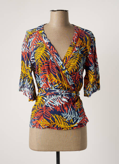 Gilet cache-cœur coupe cintrée bleu LOLA ESPELETA femme