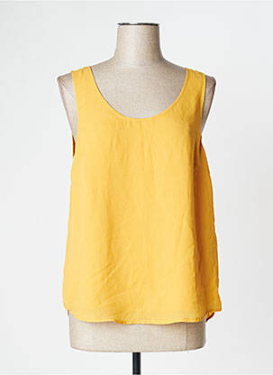 Top coupe fluide sans manche jaune ICHI femme