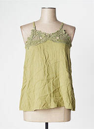 Top coupe fluide sans manche vert ICHI femme