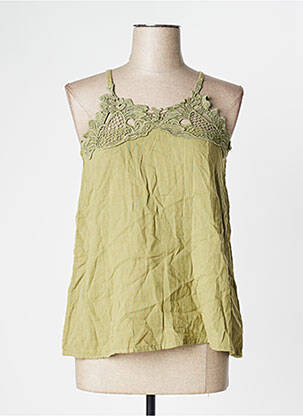 Top coupe fluide sans manche vert ICHI femme
